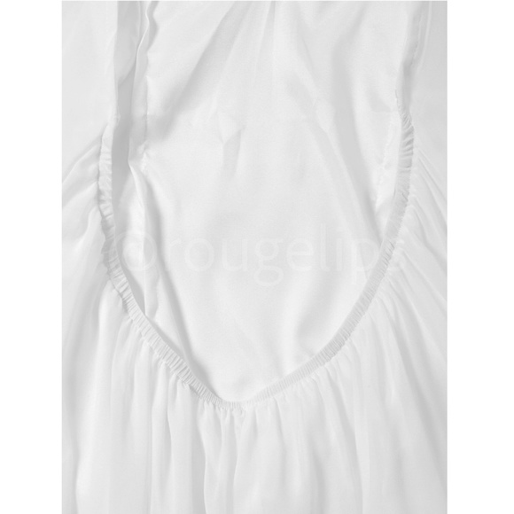 White Flowy Halter Cutout Maxi Flared Dress Backless Open Back - Picture 10 of 12